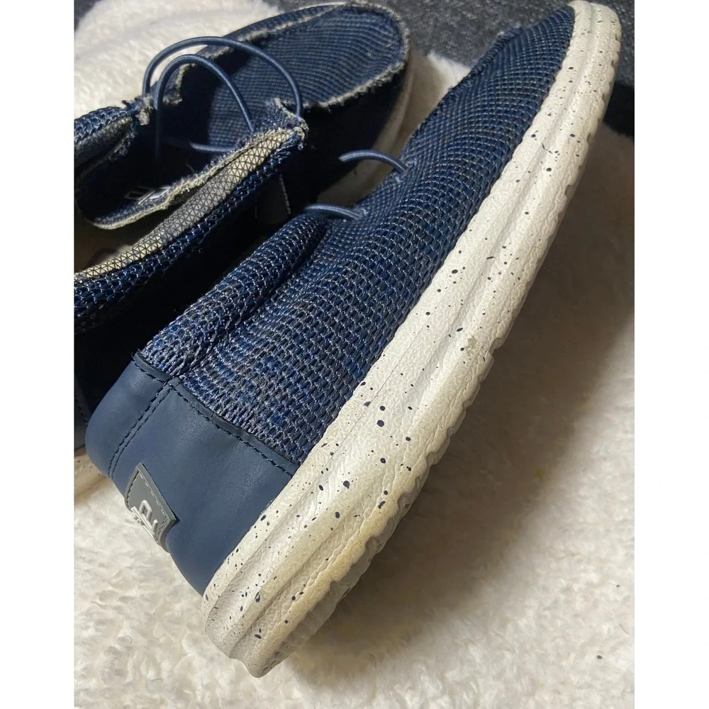Hey Dude Wally‎ Sox Navy Grey Mens Casual Loafers Slip On Shoes Size 10